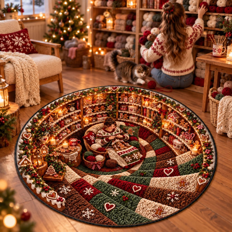 Custom Crochet Christmas Home Decor Gifts For Crocheters - Personalized Quilted Round Mat