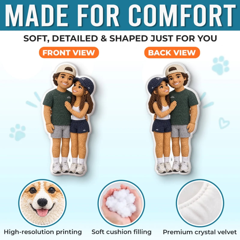 Custom Photo Couple Portrait Gifts - Personalized Shaped Pillow