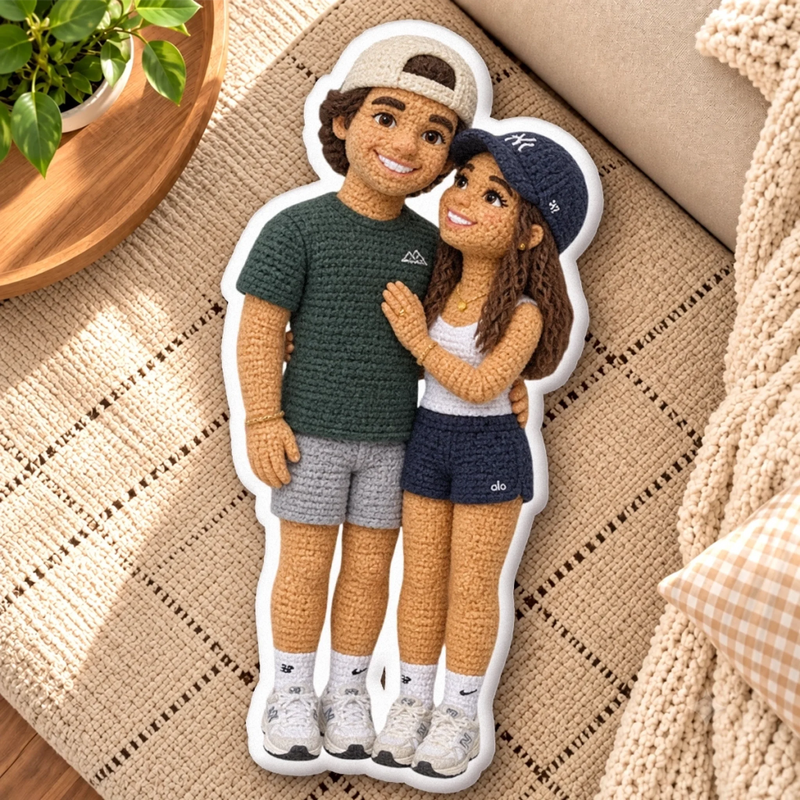 Custom Photo Couple Portrait Gifts - Personalized Shaped Pillow