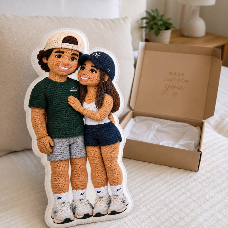Custom Photo Couple Portrait Gifts - Personalized Shaped Pillow
