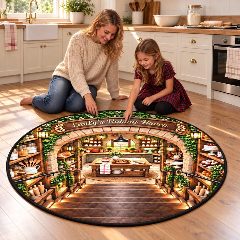 Custom Baking Haven Kitchen Decor - Personalized Quilted Round Mat