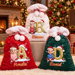 Custom Velvet Pom-Pom Sack - Personalized Christmas Birthday Gifts For Mom, Dad, Brother, Sister - Merry Hearts Together