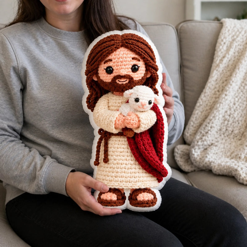 Custom Jesus and Lamb Decor - Personalized Shaped Pillow