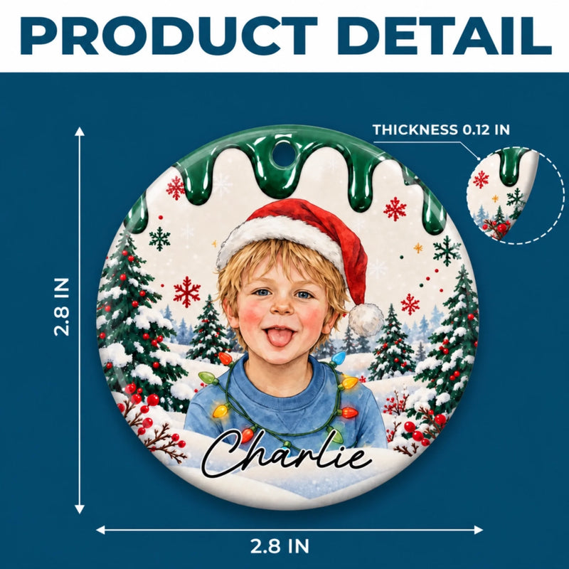 Custom Photo Christmas Family Portrait Gifts - Personalized Ceramic Ornament