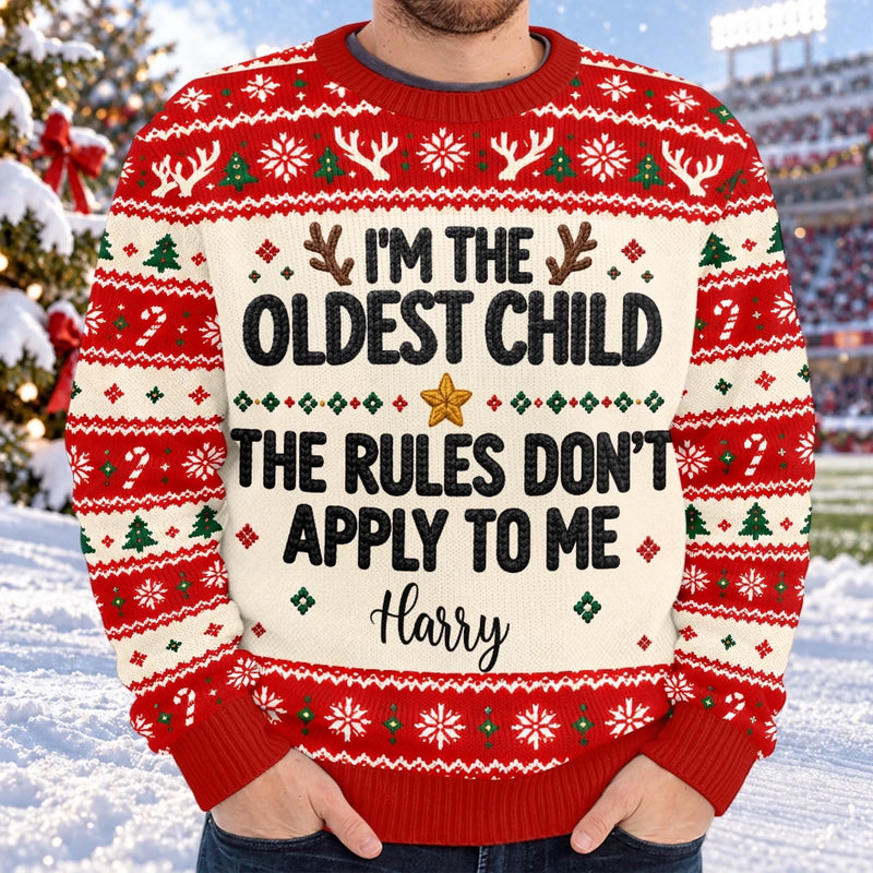 Custom Name Funny Christmas Sibling Gifts for Kids - Personalized Ugly Sweatshirt