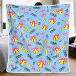 Custom Name Number Softball Gifts for Kids - Personalized Blanket