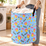 Custom Bow Softball Name and Number Gifts For Kids - Personalized Laundry Basket