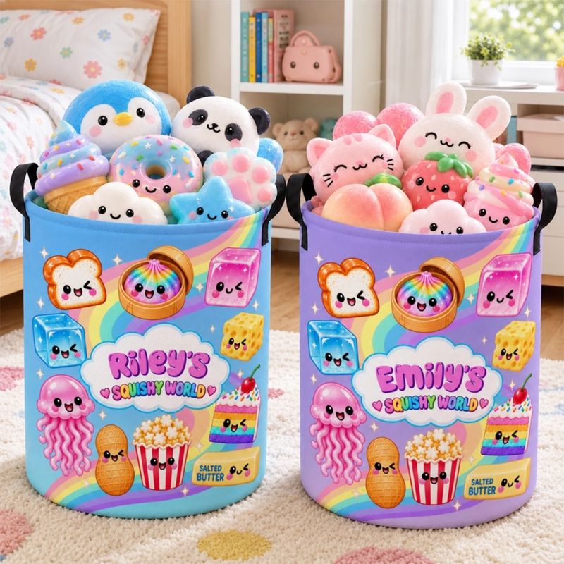 Custom Squishy World Kids Gifts - Personalized Laundry Basket
