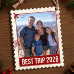 Custom Family Travel Photo Christmas Gifts - Personalized Wooden Ornament