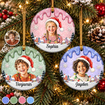 Custom Photo Name Christmas Gifts for Kids - Personalized Ceramic Ornament