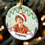 Custom Photo Name Christmas Gifts for Kids - Personalized Ceramic Ornament