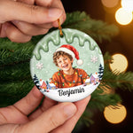 Custom Photo Name Christmas Gifts for Kids - Personalized Ceramic Ornament