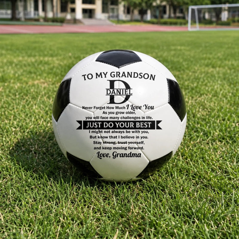 Custom Grandson Soccer Gifts with Inspirational Message - Personalized Soccer Ball