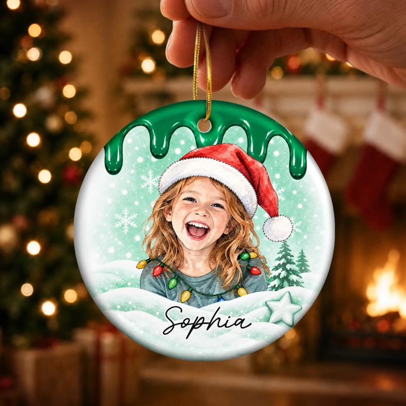 Custom Photo Christmas Gifts for Kids - Personalized Ceramic Ornament