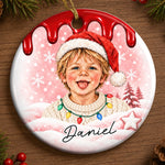 Custom Photo Christmas Gifts for Kids - Personalized Ceramic Ornament