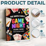 Custom Family Game Night Score Book Gifts - Personalized Hardcover Journal