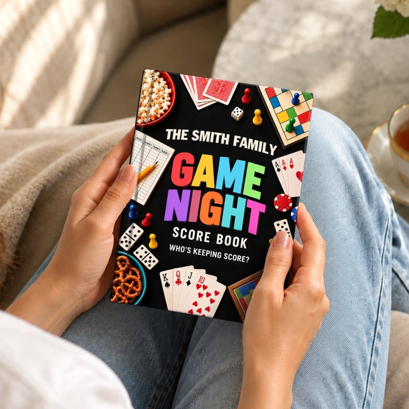 Custom Family Game Night Score Book Gifts - Personalized Hardcover Journal
