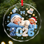 Custom Baby's First Christmas Gifts - Personalized Circle Glass Ornament
