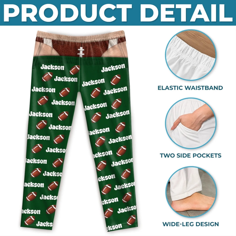 Custom Football Lover Name Gifts - Personalized Pajama Pants