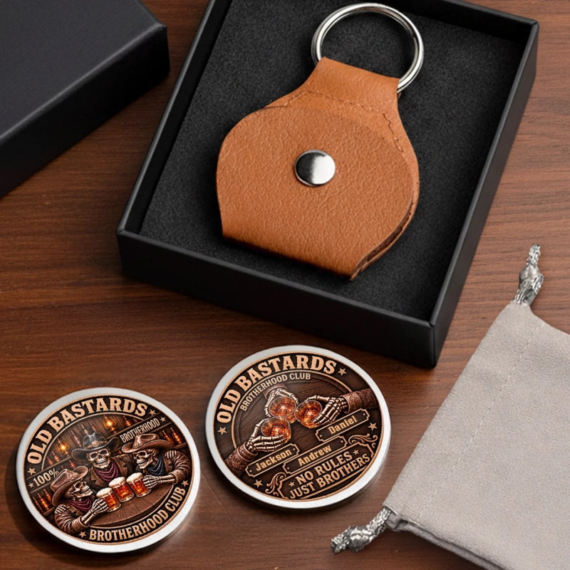 Custom Name Old Bastards Brotherhood Gifts for Brothers - Personalized Pocket Hug Token