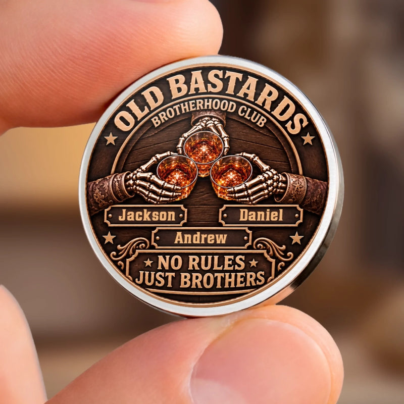 Custom Name Old Bastards Brotherhood Gifts for Brothers - Personalized Pocket Hug Token