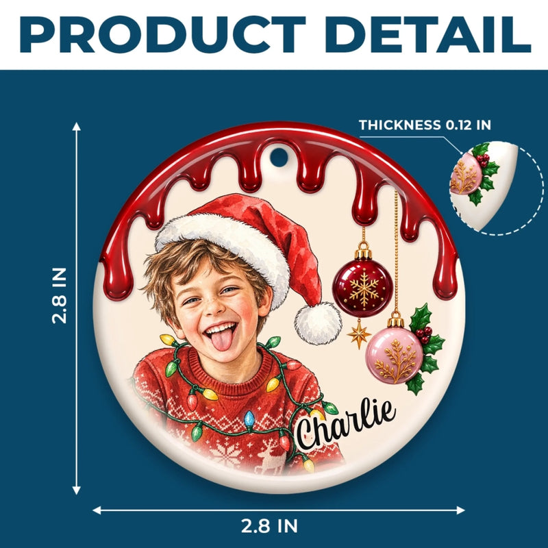 Custom Child Photo Christmas Tree Keepsake - Personalized Ceramic Ornament