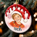 Custom Photo Santa Portrait Christmas Keepsake for Kids - Personalized Ceramic Ornament