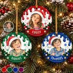 Custom Photo Name Christmas Keepsake Gifts for Kids - Personalized Ceramic Ornament