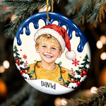 Custom Photo And Name Christmas Keepsakes For Children - Personalized Ceramic Ornament