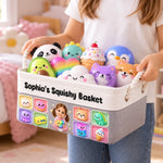Custom Photo Name Squishy Toy Gifts for Kids - Personalized Storage Basket