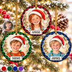 Custom Photo Santa Hat Keepsake for Kids - Personalized Ceramic Ornament