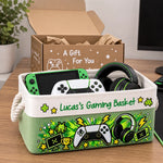 Custom Name Gamer Room Decor - Personalized Storage Basket
