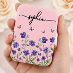 Custom Name Floral Butterfly Gifts for Women - Personalized LED Compact Makeup Mirror