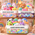 Custom Name Kawaii Squishy Toy Organizer for Kids - Personalized Storage Basket