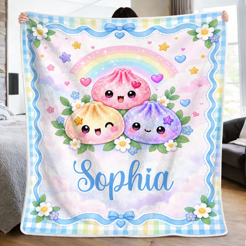 Custom Name Cute Dumpling Squishy Gifts For Kids - Personalized Blanket