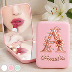 Custom Name Flower Monogram Gifts - Personalized LED Compact Makeup Mirror