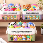 Custom Name Kawaii Squishy Shop Gifts for Kids - Personalized Storage Basket
