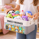 Custom Name Kawaii Squishy Shop Gifts for Kids - Personalized Storage Basket
