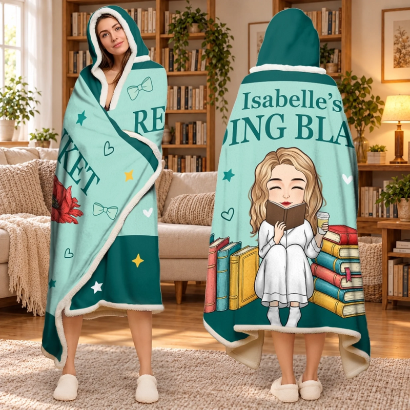 Custom Reading Blanket Gifts For Book Lovers - Personalized Wearable Blanket Hoodie