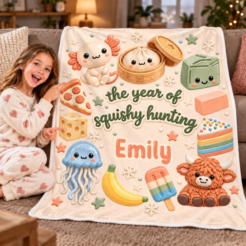 Custom Name Squishy Hunting Gifts For Kids - Personalized Blanket