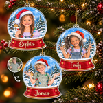 Custom Photo Snow Globe Christmas Gifts for Kids - Personalized Acrylic Ornament