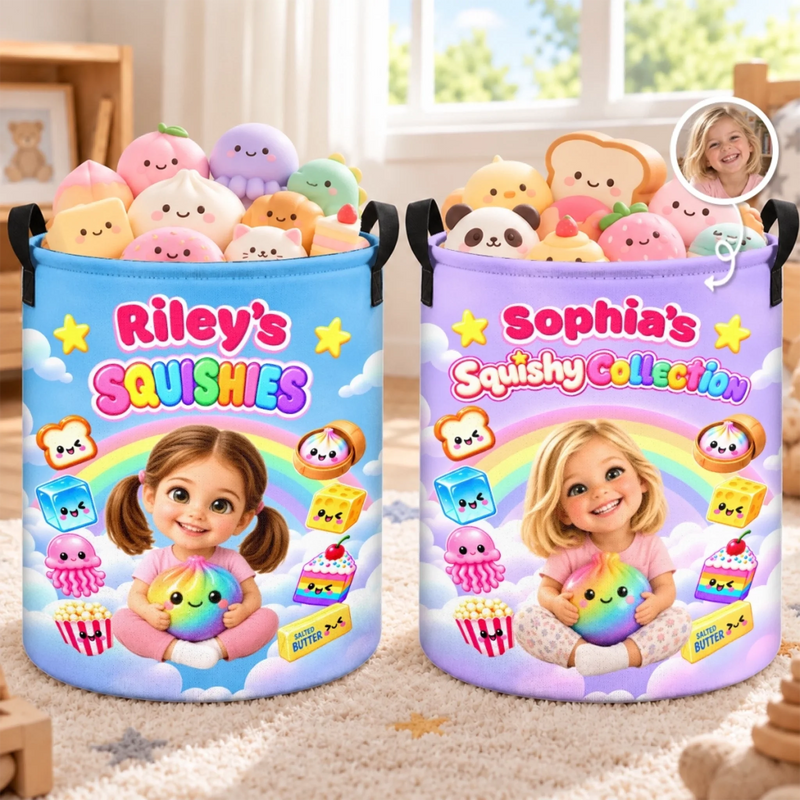 Custom Photo Name Squishy Gifts for Kids - Personalized Laundry Basket