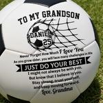 Custom Name and Jersey Number Soccer Gifts for Son and Grandson - Personalized Soccer Ball