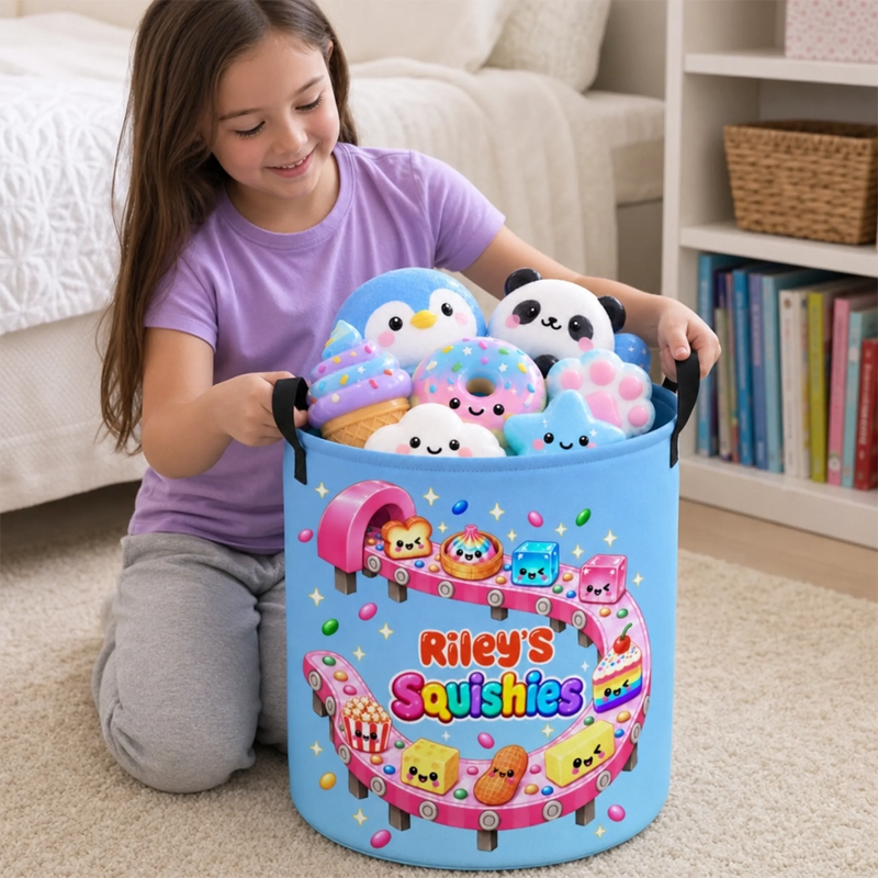 Custom Name Sweet Treat Squishy Gifts for Kids - Personalized Laundry Basket