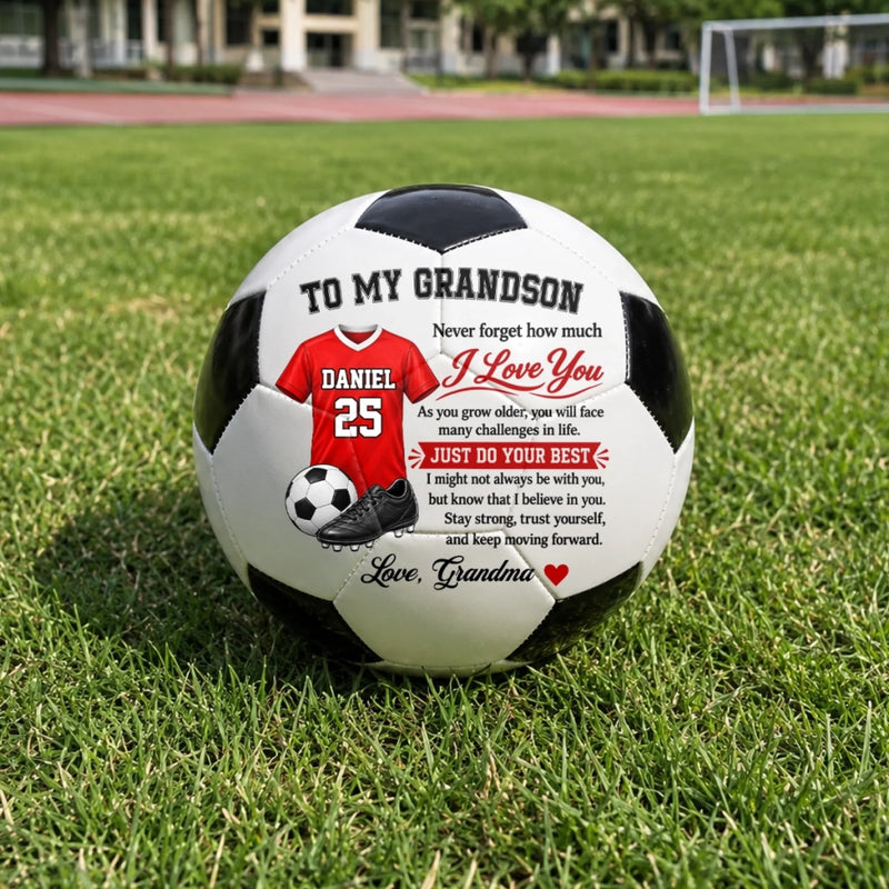 Custom Inspirational Soccer Gifts for Son and Grandson - Personalized Soccer Ball