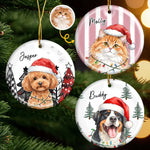 Custom Photo Name Christmas Pet Keepsake Gifts for Dog and Cat Lovers - Personalized Ceramic Ornament