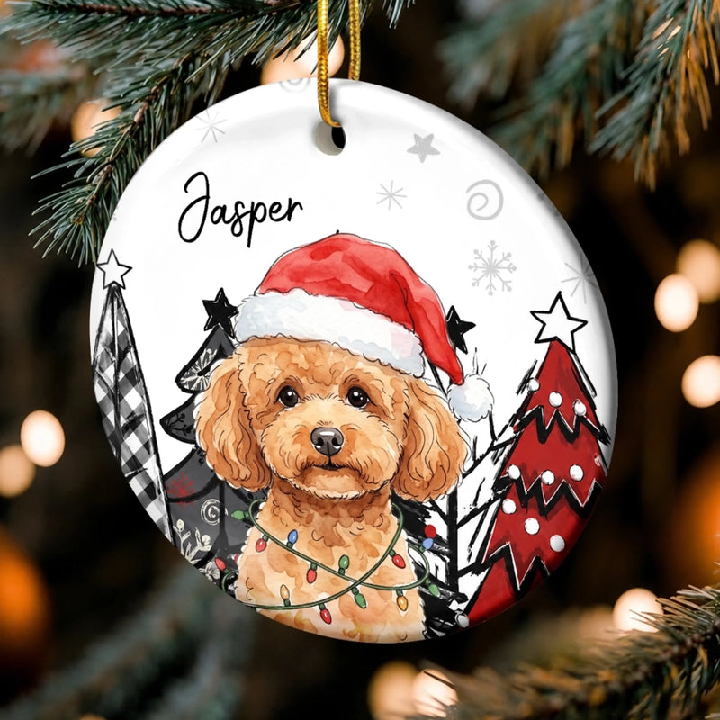 Custom Photo Name Christmas Pet Keepsake Gifts for Dog and Cat Lovers - Personalized Ceramic Ornament