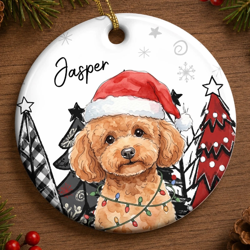 Custom Photo Name Christmas Pet Keepsake Gifts for Dog and Cat Lovers - Personalized Ceramic Ornament