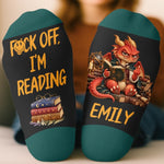 Custom Name Funny Reading Character Gifts for Book Lovers - Personalized Crew Socks