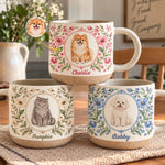 Custom Pet Photo Floral Gifts for Pet Lovers - Personalized Pottery Mug